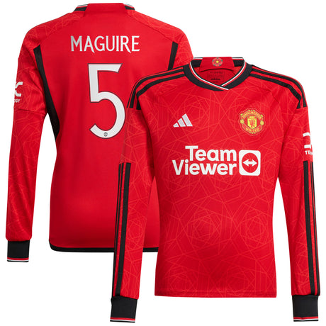 Manchester United Cup Home Shirt 2023-24 - Long Sleeve with Maguire 5 printing - Kit Captain