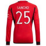 Manchester United Cup Home Shirt 2023-24 - Long Sleeve with Sancho 25 printing - Kit Captain