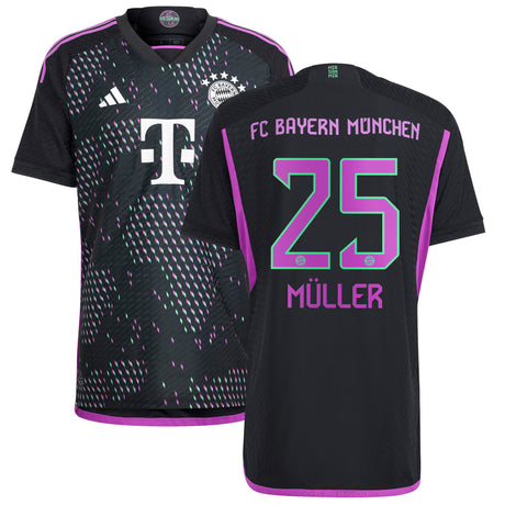 FC Bayern adidas Away Authentic Shirt 2023-24 with Müller 25 printing - Kit Captain