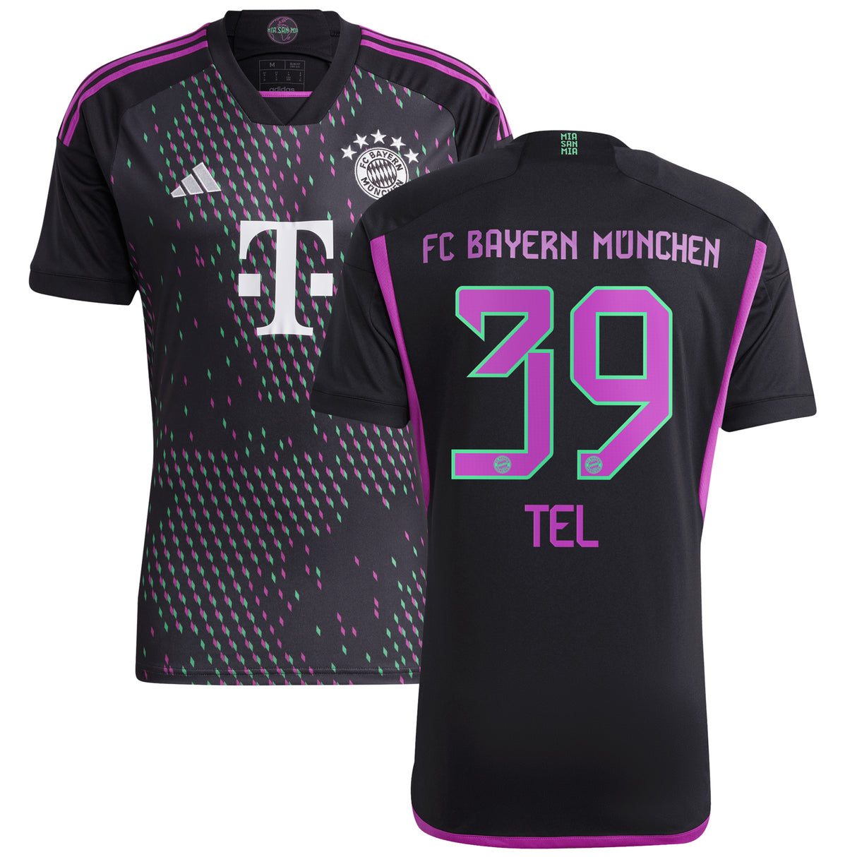 FC Bayern adidas Away Shirt 2023-24 with Tel 39 printing - Kit Captain