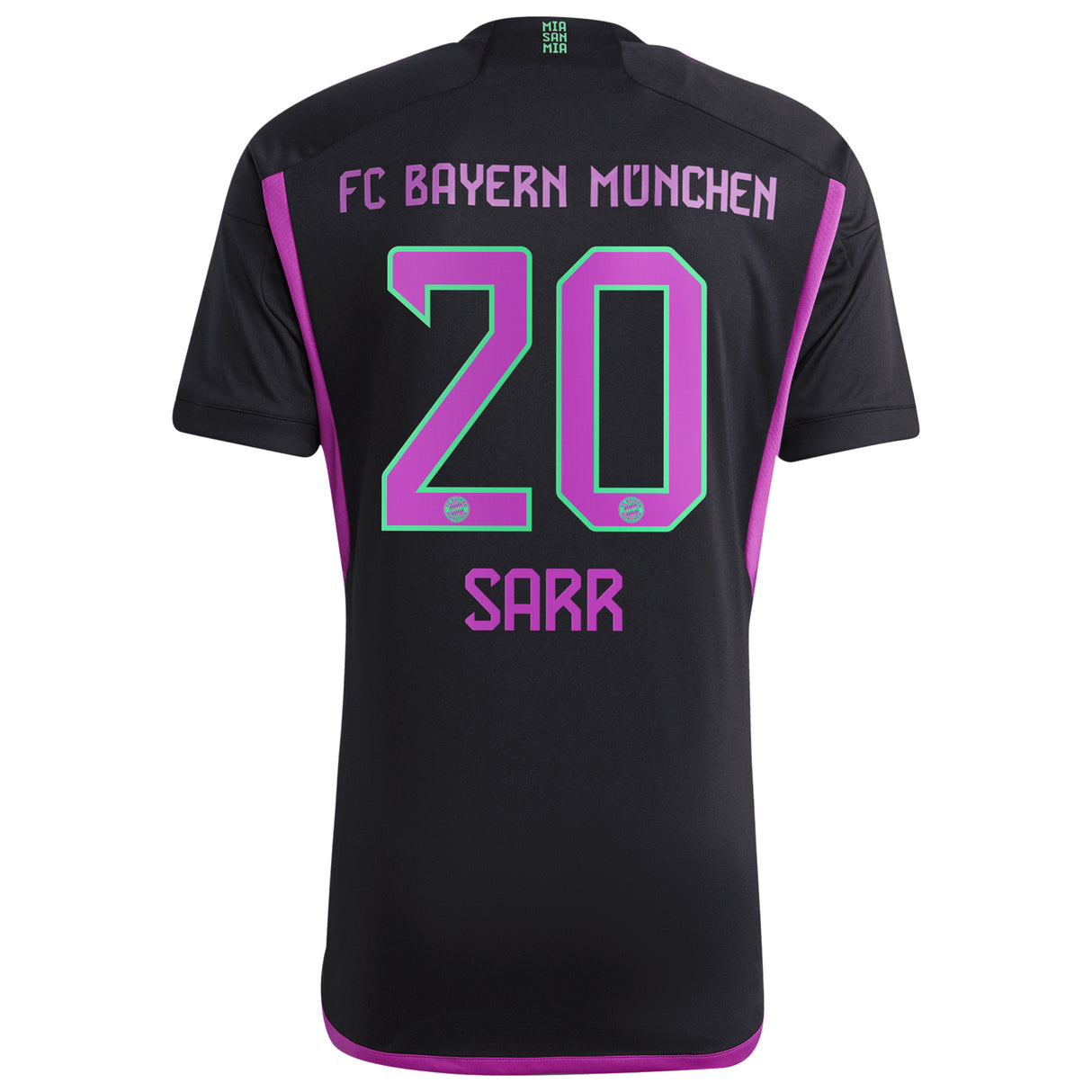 FC Bayern adidas Away Shirt 2023-24 with Sarr 20 printing - Kit Captain