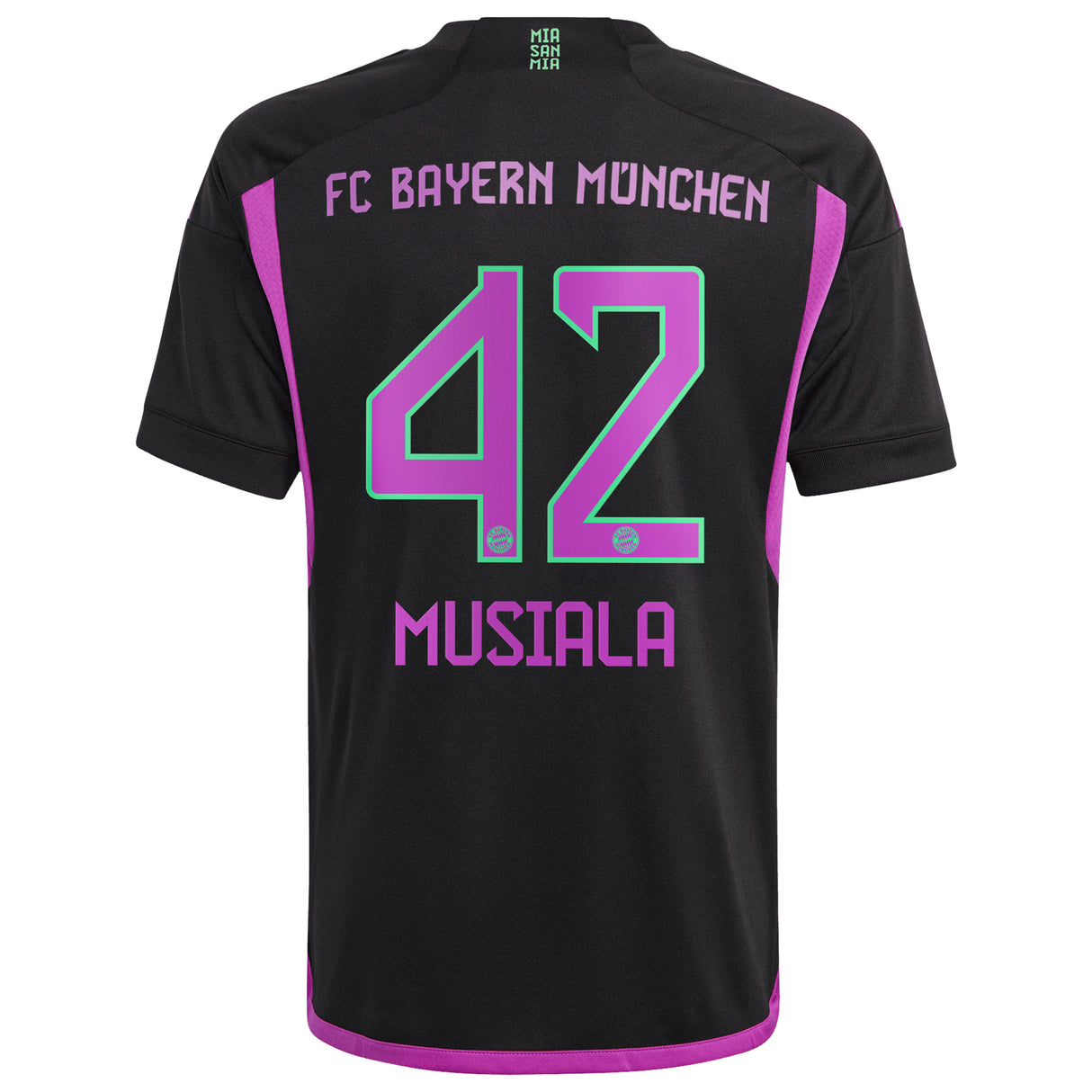 FC Bayern adidas Away Shirt 2023-24 - Kids with Musiala 42 printing - Kit Captain