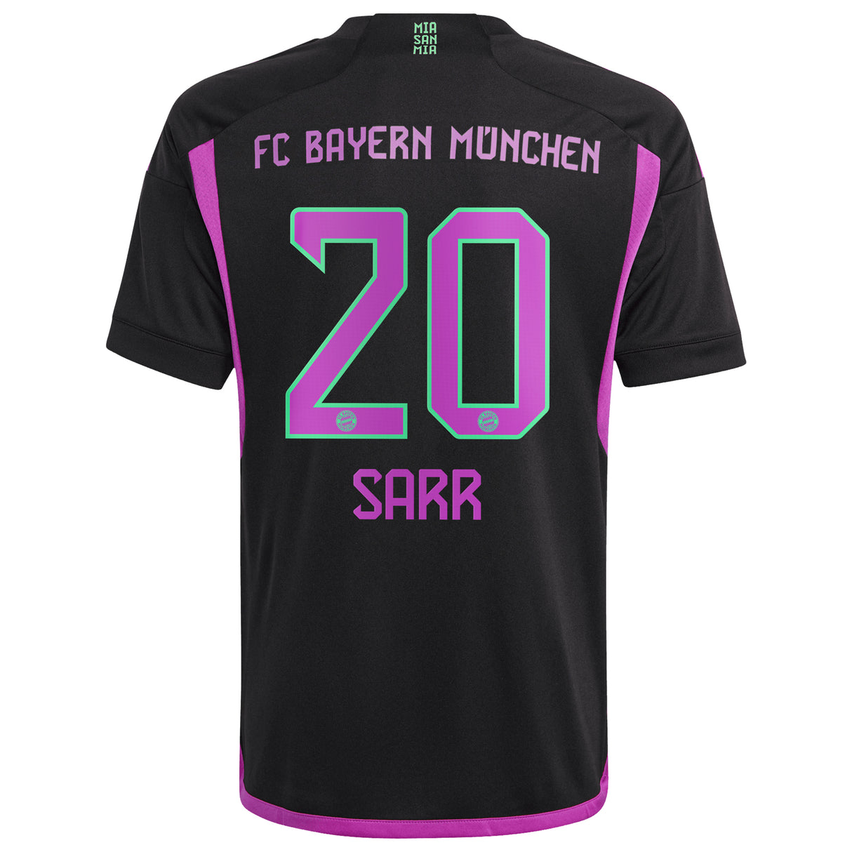 FC Bayern adidas Away Shirt 2023-24 - Kids with Sarr 20 printing - Kit Captain