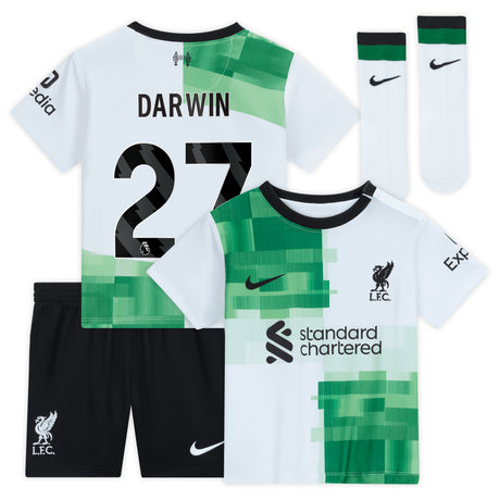 Liverpool Nike Away Stadium Kit - 2023-24 - Infant with Darwin 27 printing - Kit Captain