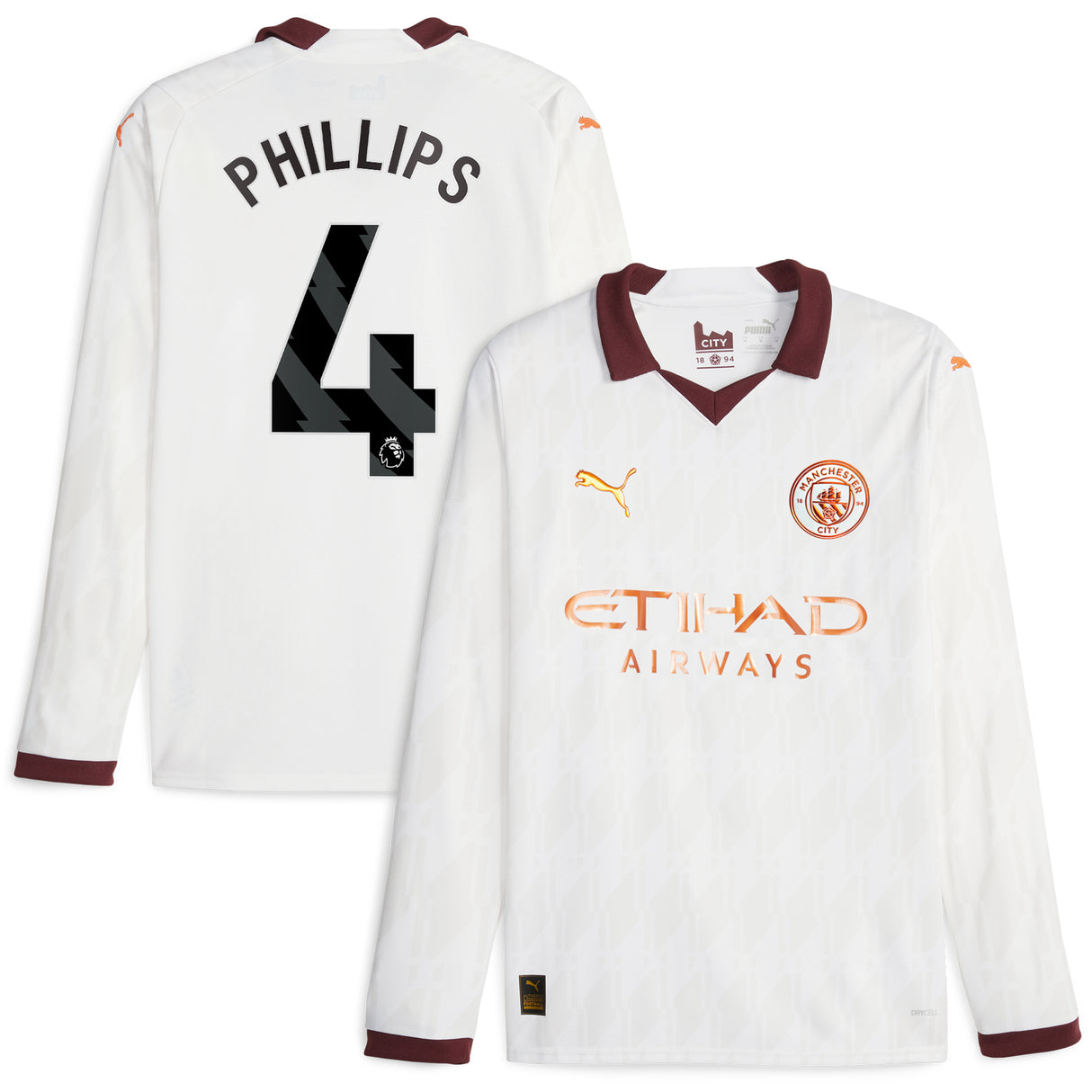 Manchester City Puma Away Shirt 2023-24 - Long Sleeve with Phillips 4 printing - Kit Captain