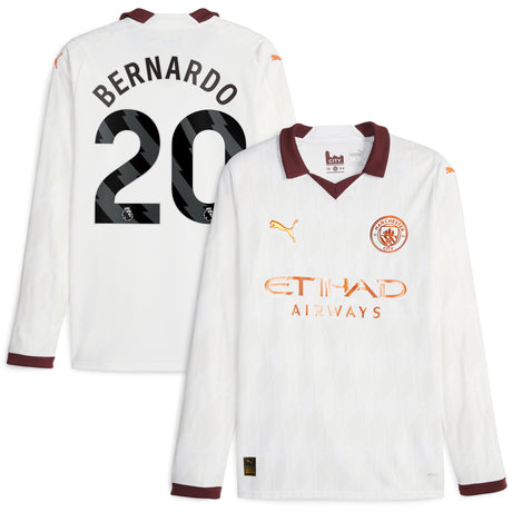 Manchester City Puma Away Shirt 2023-24 - Long Sleeve with Bernardo 20 printing - Kit Captain