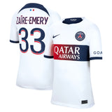 Paris Saint-Germain Nike Away Stadium Shirt 2023-24 - Kids with Zaïre-Emery 33 printing - Kit Captain