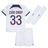 Paris Saint-Germain Nike Away Stadium Kit 2023-24 - Little Kids with Zaïre-Emery 33 printing - Kit Captain