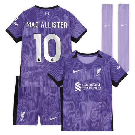 Liverpool Nike Third Stadium Kit 2023-24 - Little Kids with Mac Allister 10 printing - Kit Captain