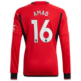 Manchester United EPL adidas Home Shirt 2023-24 - Kids - Long Sleeve with Amad 16 printing - Kit Captain