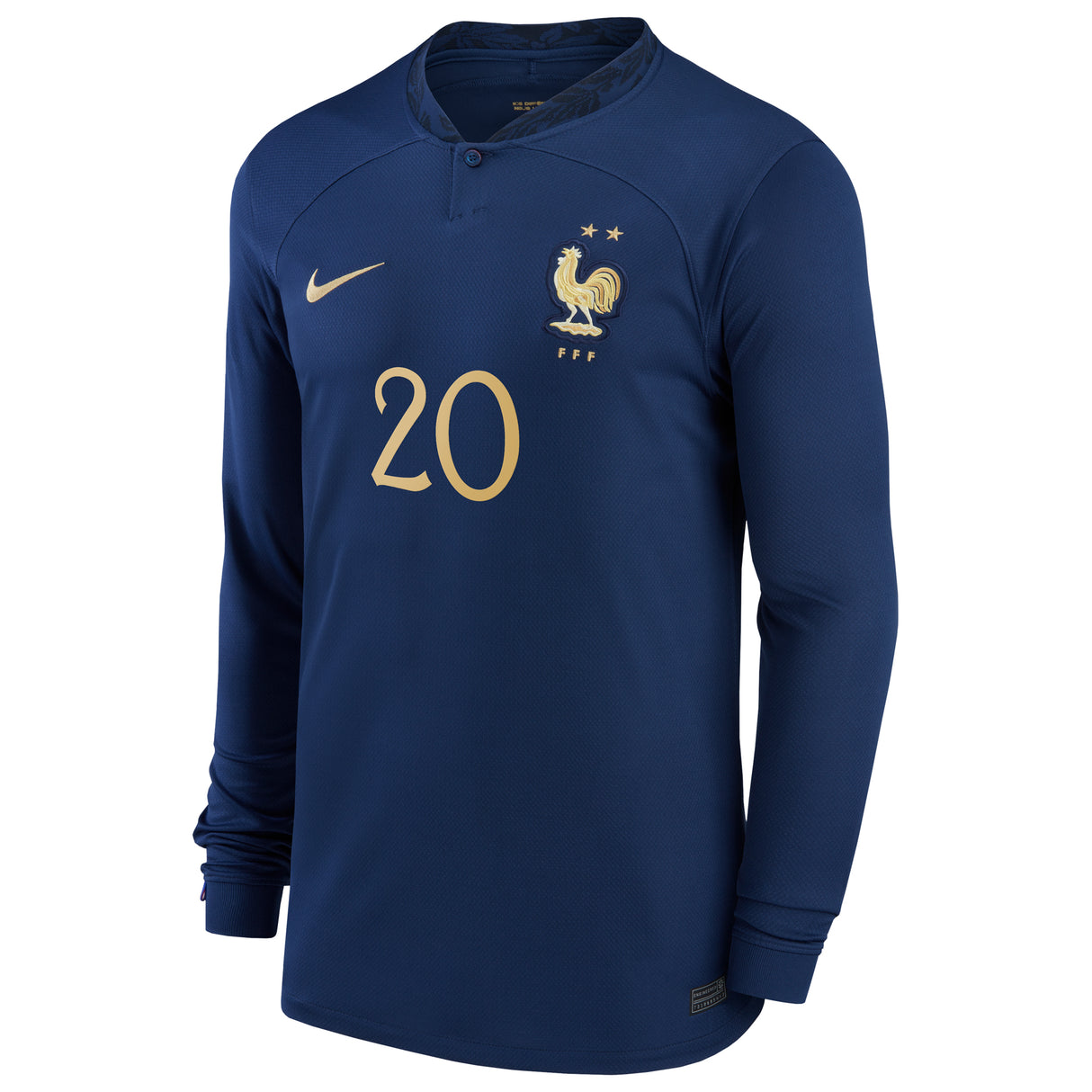 France Home Stadium Shirt Long Sleeve 2022 - Kids - Kingsley Coman 20 - Kit Captain