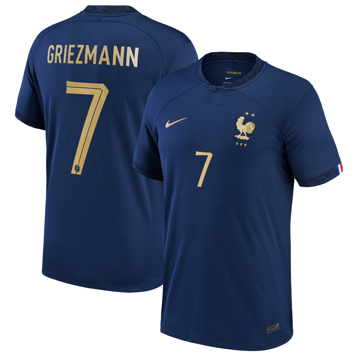 France Home Stadium Shirt 2022 - Antoine Griezmann 7 - Kit Captain