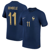 France Home Match Shirt 2022 - Ousmane Dembélé 11 - Kit Captain