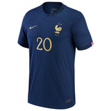 France Home Stadium Shirt 2022 - Kids - Kingsley Coman 20 - Kit Captain