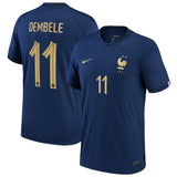 France Home Stadium Shirt 2022 - Kids - Ousmane Dembélé 11 - Kit Captain