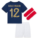 France Home Stadium Kit 2022 - Infants - Randal Kolo Muani 12 - Kit Captain