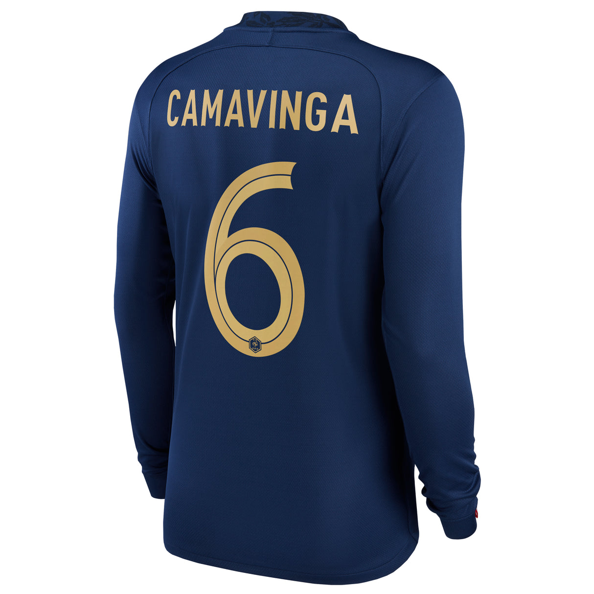 France Home Stadium Shirt Long Sleeve 2022 - Kids with Camavinga 6 printing - Kit Captain