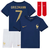 France Home Stadium Kit 2022 - Infants - Antoine Griezmann 7 - Kit Captain