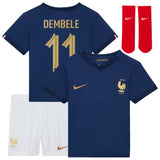 France Home Stadium Kit 2022 - Infants - Ousmane Dembélé 11 - Kit Captain