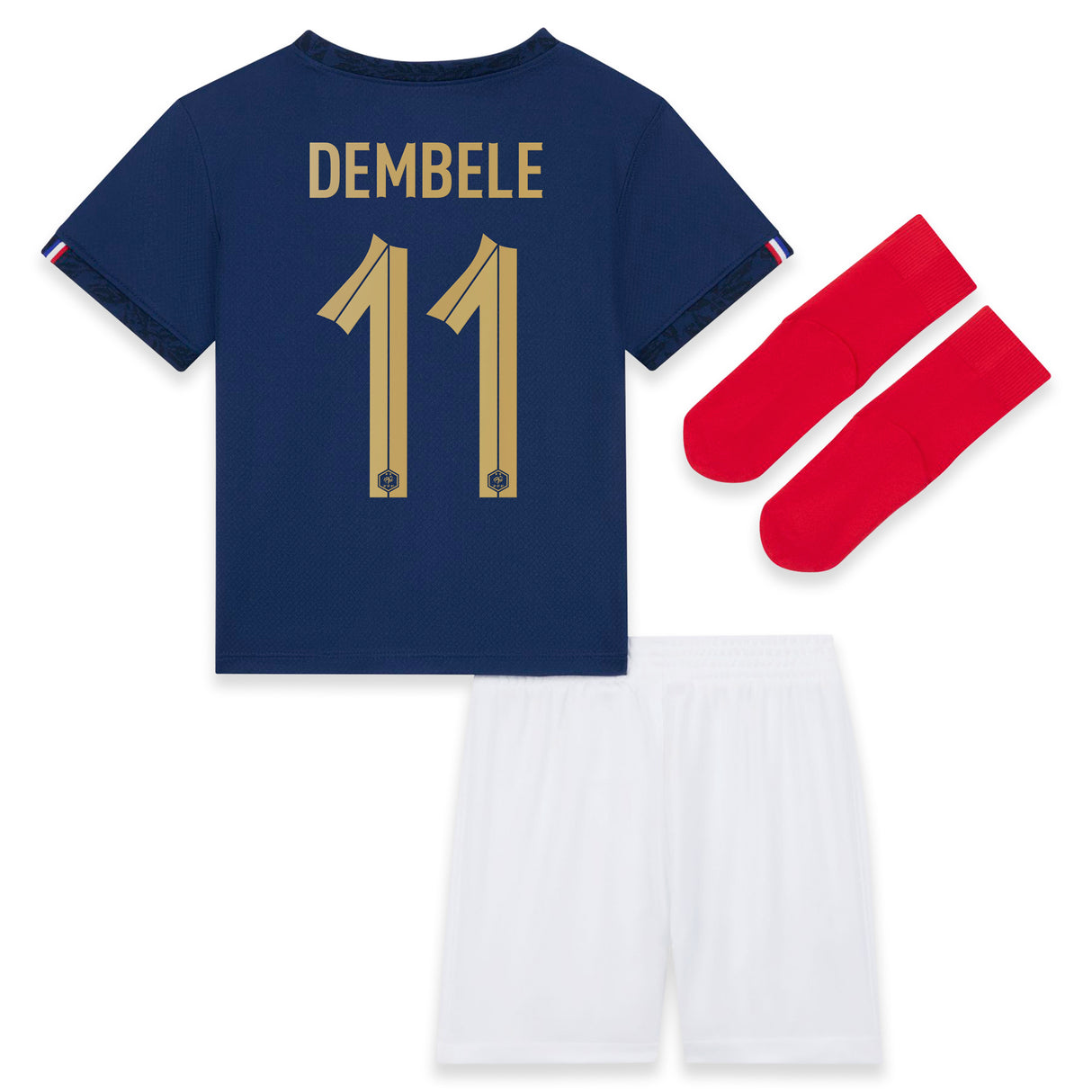 France Home Stadium Kit 2022 - Infants - Ousmane Dembélé 11 - Kit Captain