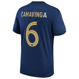 France Home Stadium Shirt 2022 with Camavinga 6 printing - Kit Captain