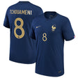 France Home Stadium Shirt 2022 - Aurélien Tchouameni 8 - Kit Captain