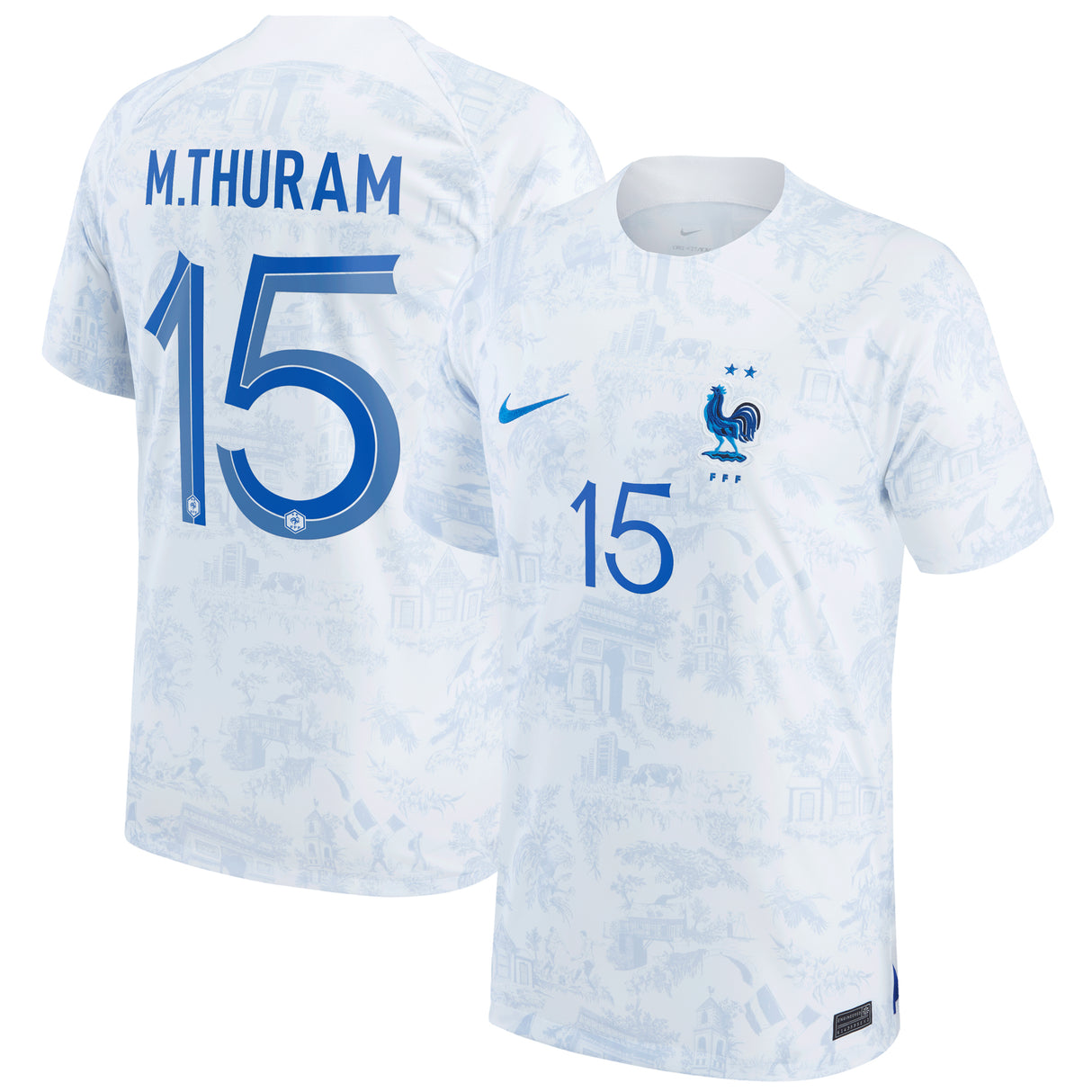 France Away Stadium Shirt 2022 - Kids - Marcus Thuram 15 - Kit Captain