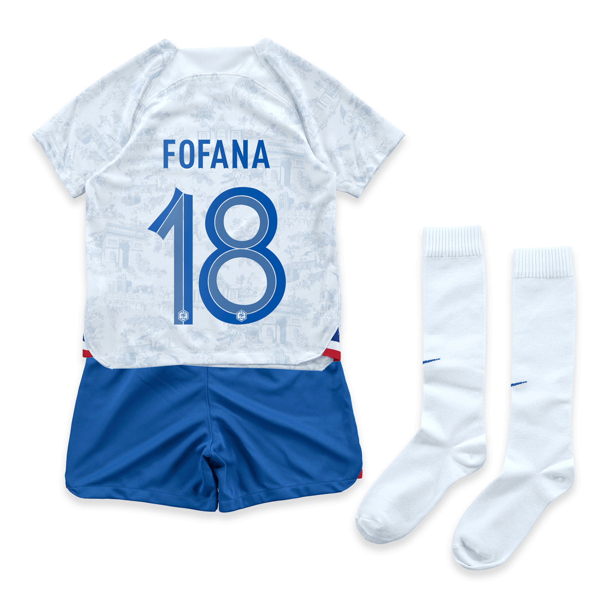 France Away Stadium Kit 2022 - Little Kids with Fofana 18 printing - Kit Captain