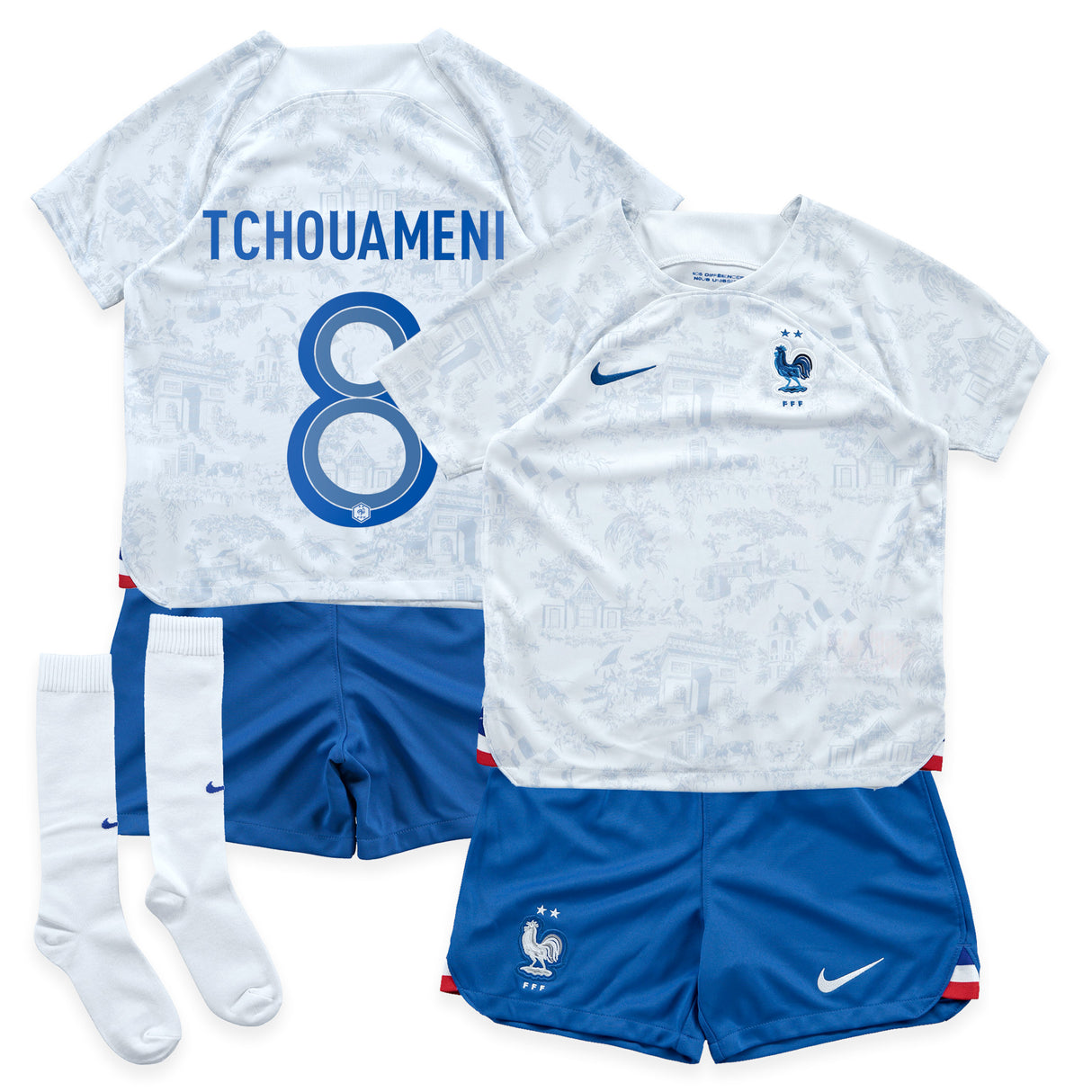 France Away Stadium Kit 2022 - Little Kids - Aurélien Tchouameni 8 - Kit Captain