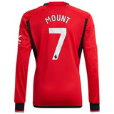 Manchester United EPL adidas Home Shirt 2023-24 - Kids - Long Sleeve - with Mount 7 printing - Kit Captain