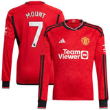 Manchester United EPL adidas Home Shirt 2023-24 - Long Sleeve - with Mount 7 printing - Kit Captain