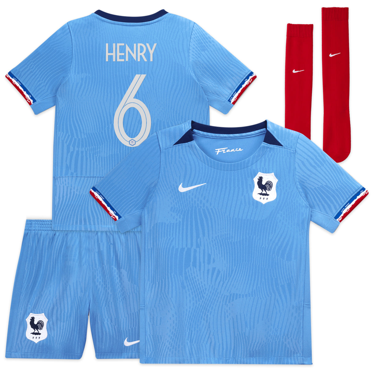 France Women Nike Home Stadium Kit 2023-24 - Little Kids with Henry 6 printing - Kit Captain