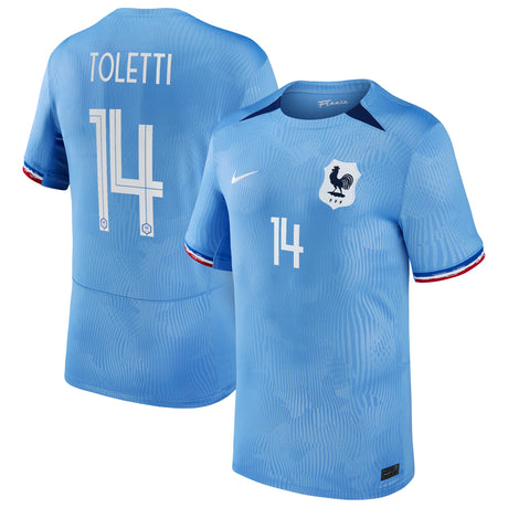 France Women Nike Home Stadium Shirt 2023-24 - Mens with Toletti 14 printing