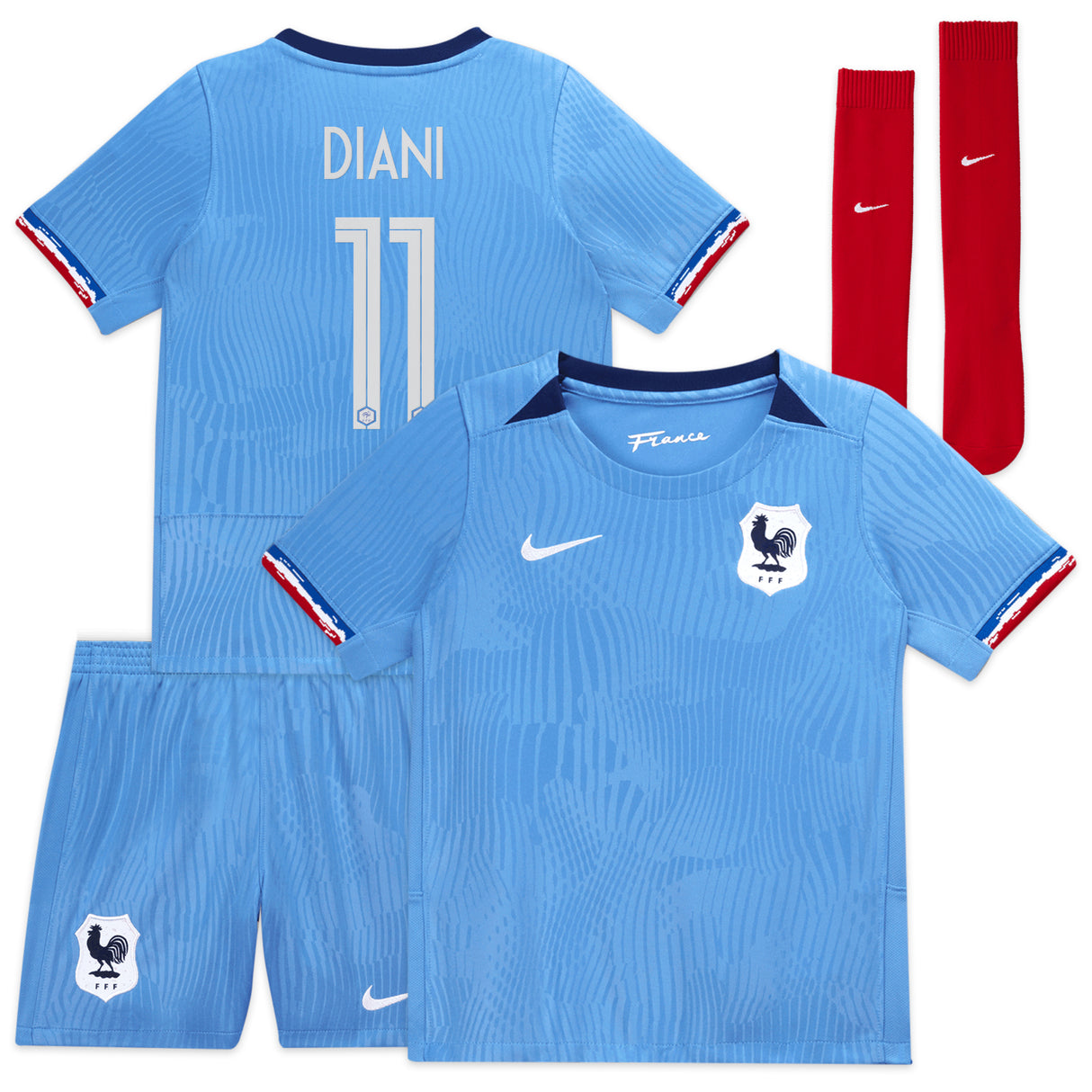 France Women Nike Home Stadium Kit 2023-24 - Little Kids with Diani 11 printing - Kit Captain