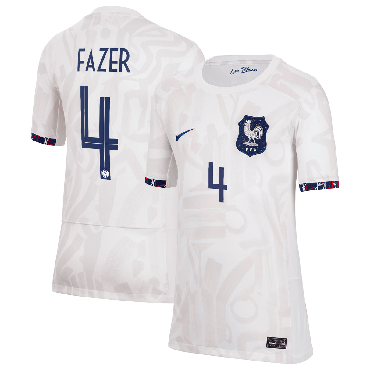 France Women Nike Away Stadium Shirt 2023-24 - Kids with Fazer 4 printing - Kit Captain