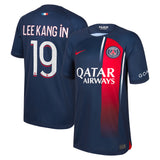 Paris Saint-Germain Nike Home Stadium Shirt 2023-24 - Kids with Lee Kang In 19 printing - Kit Captain