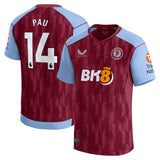 Aston Villa Castore Home Shirt 2023-24 - With Pau 14 Printing - Kit Captain