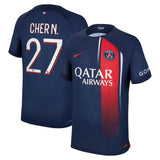 Paris Saint-Germain Nike Home Dri Fit Adv Match Shirt 2023-24 with Cher N. 27 printing - Kit Captain