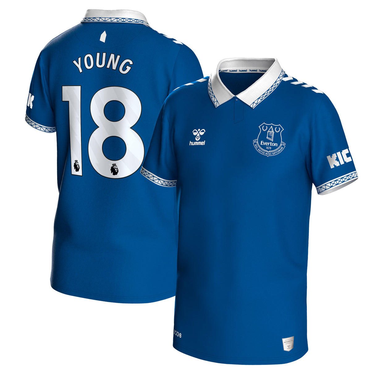 Everton Hummel Home Shirt 2023-24 - Kids - With Young 18 Printing - Kit Captain