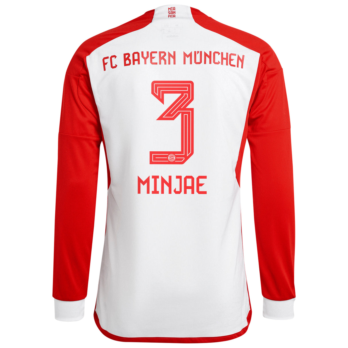 FC Bayern adidas Home Shirt 2023-24 - Long Sleeve - With Minjae 3 Printing - Kit Captain