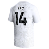 Aston Villa Away Shirt 2023-24 - Kids with Pau 14 printing - Kit Captain