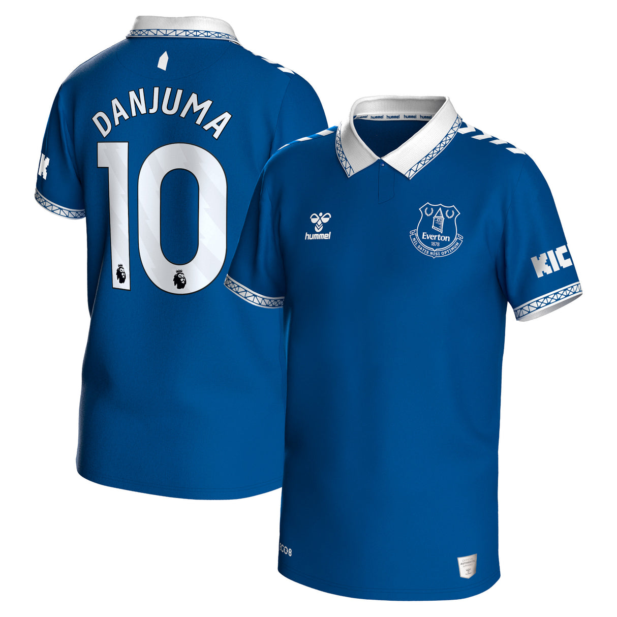 Everton Hummel Home Shirt 2023-24 - Kids with Danjuma 10 printing - Kit Captain