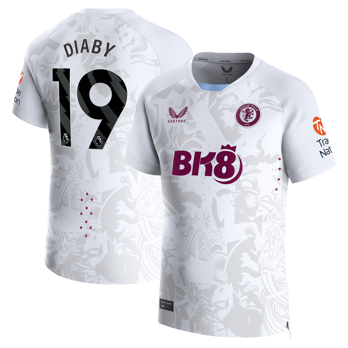 Aston Villa Castore Away Pro Shirt 2023-24 with Diaby 19 printing - Kit Captain