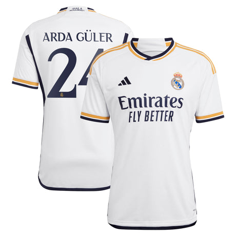 Real Madrid adidas Home Shirt 2023-24 with Arda Güler 24 printing - Kit Captain