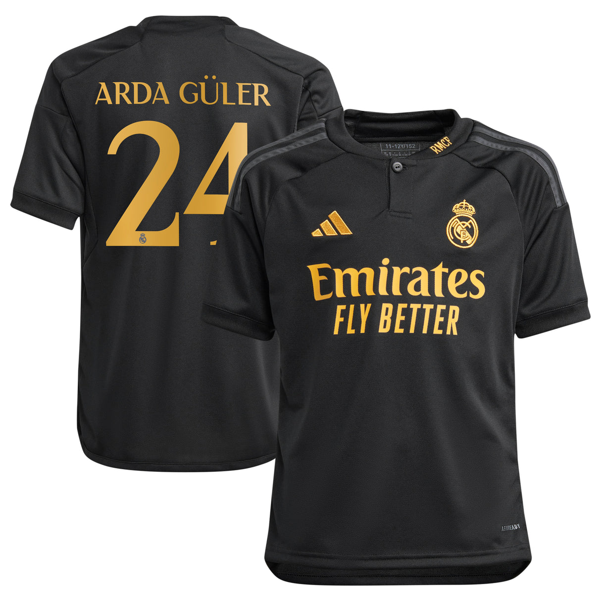 Real Madrid adidas Third Shirt 2023-24 - Kids with Arda Güler 24 printing - Kit Captain