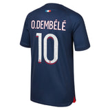 Paris Saint-Germain Nike Home Stadium Shirt 2023-24 - Kids With O.Dembélé 10 Printing - Kit Captain