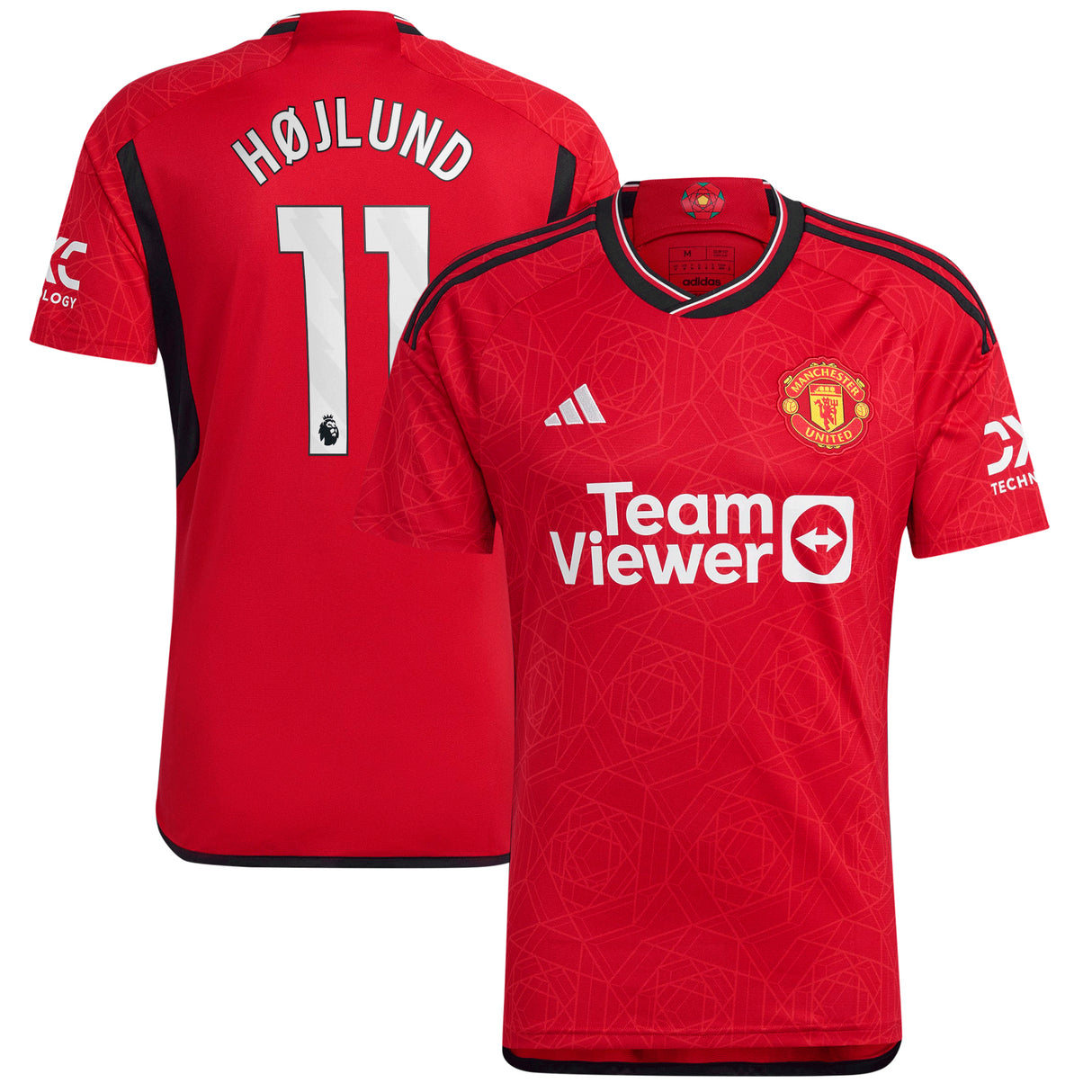 Manchester United EPL Home Shirt 2023-24 with Højlund 11 printing - Kit Captain