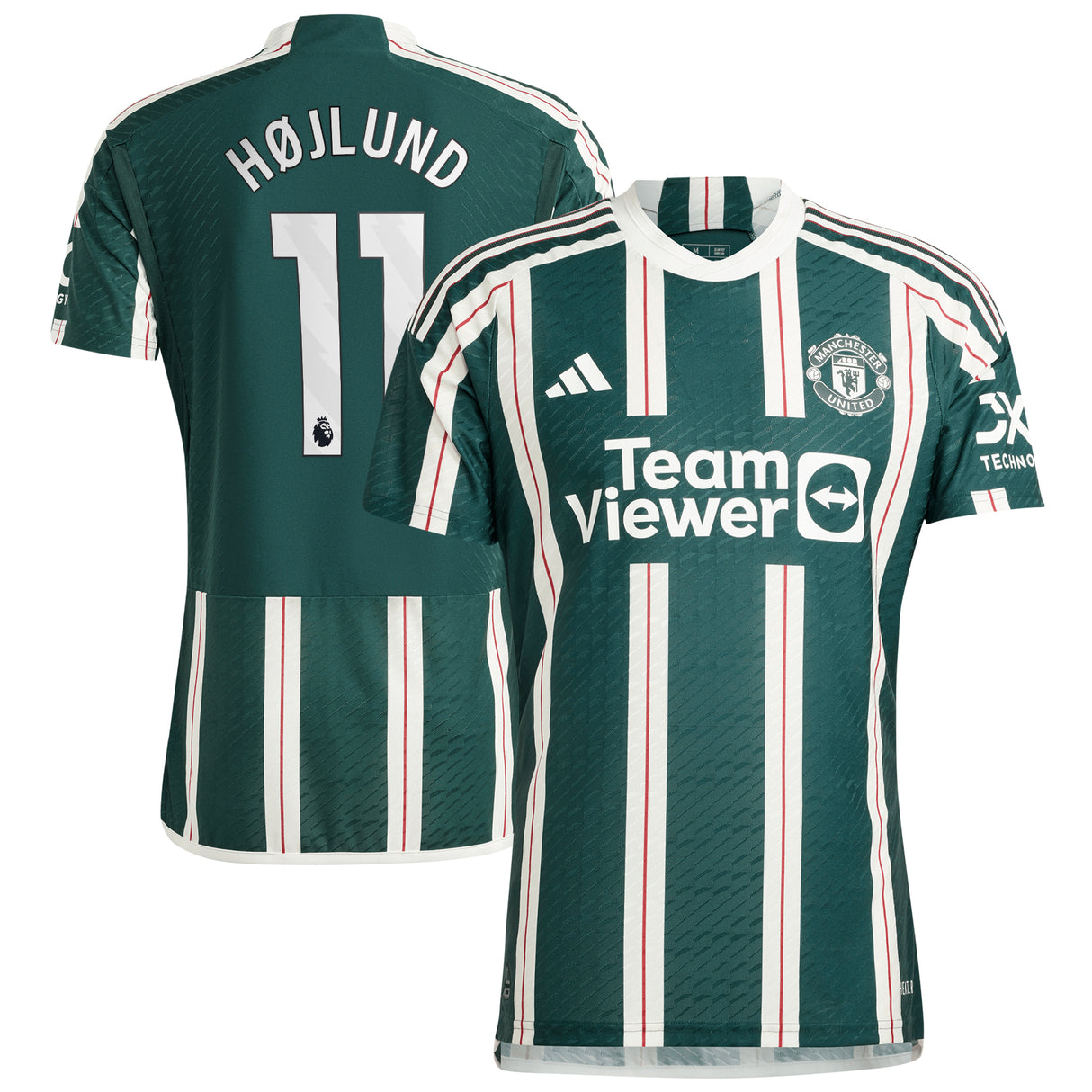 Manchester United EPL Away Authentic Shirt 2023-24 with Højlund 11 printing - Kit Captain