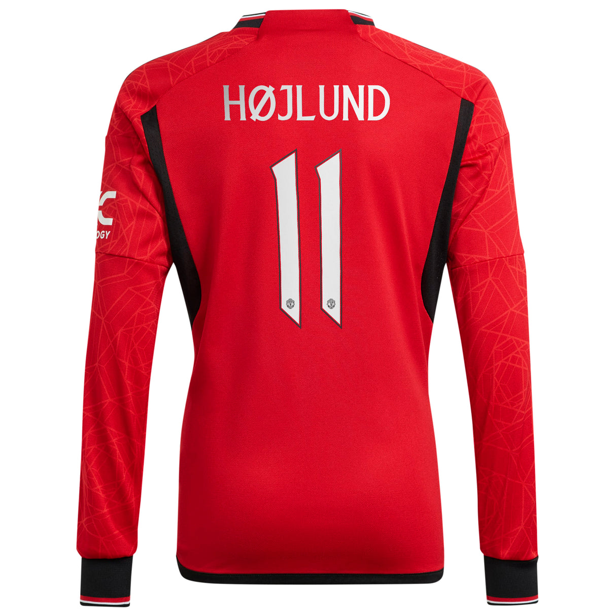 Manchester United Cup Home Shirt 2023-24 - Kids - Long Sleeve with Højlund 11 printing - Kit Captain