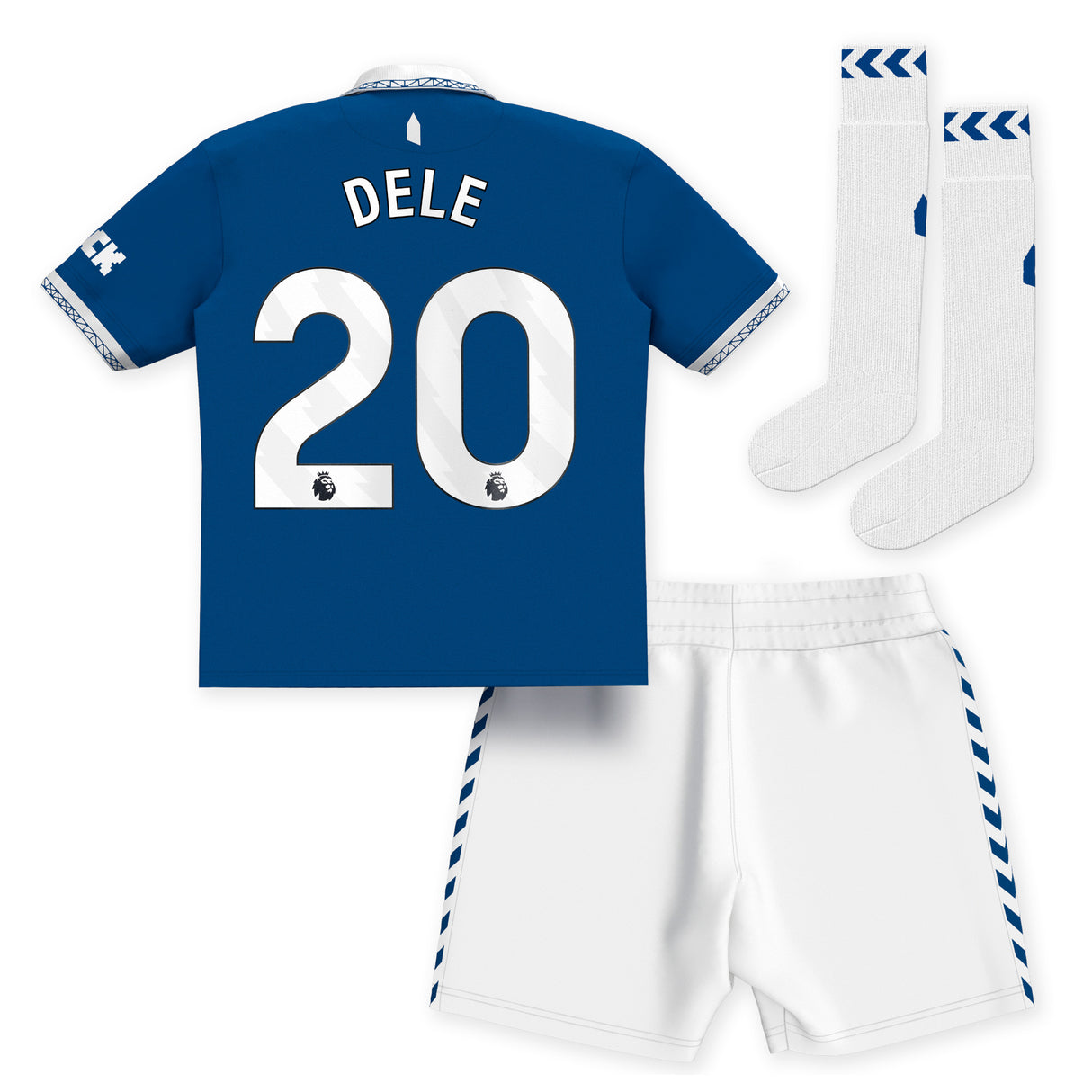 Everton Hummel Home Infant Kit 2023-24 with Dele 20 printing - Kit Captain